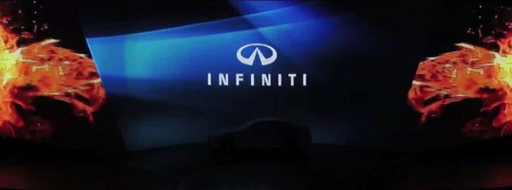 英菲尼迪上海車展巨屏播放宣傳片，以醒目的外觀和富有張力的設(shè)計解讀藝術(shù)